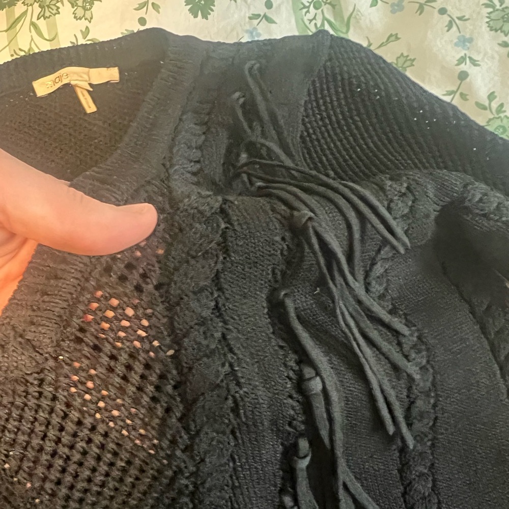 MAJE - sweater with see-through detail and tassels - Picture 2 of 6